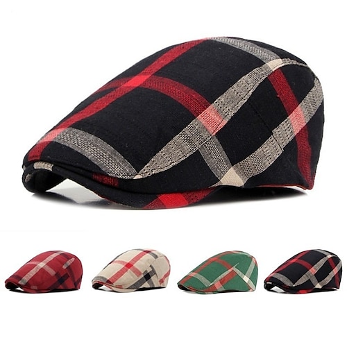 

Per uomo Cappello basco Nero Rosso Misto lino / cotone Classico Retrò Tinta unita Vintage Festa La moda degli anni '20 Feste Da giorno Color Block All'aperto Viaggi