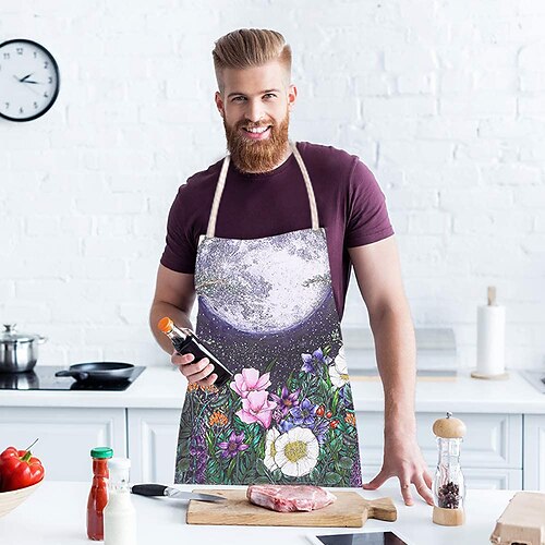 

Cooking Apron for Men Women Dinning Working Kitchen Aprons Couple Gift Unisex BBQ Cooking Drawing Crafting Aprons for Chef