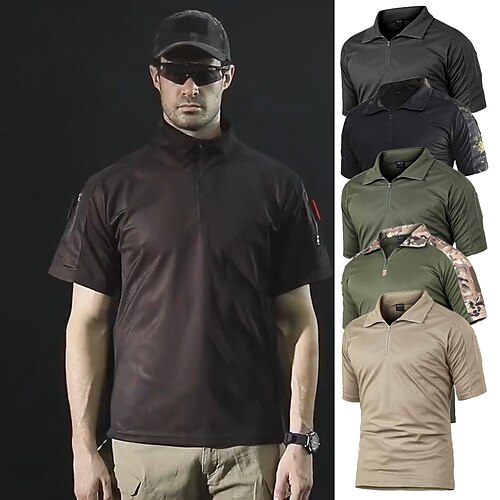 

Men's Combat Shirt Military Tactical Tee shirt Hunting Short Sleeve Golf Shirt Held Airsoft Camouflage T-Shirt Tactical Uniform Clothes Outdoor Sports for Multicam