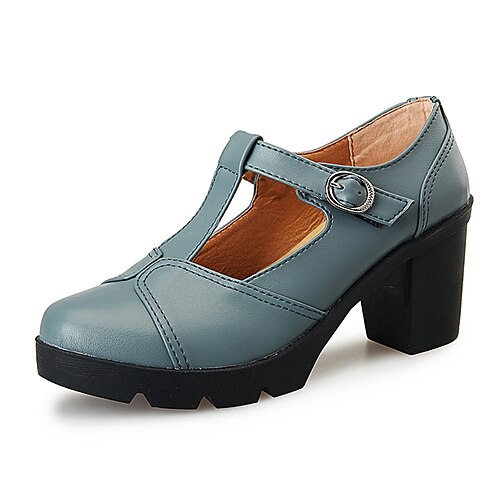 

Mujer Tacones Zapatos formales Zapatos De Vestir Trabajo Diario Hebilla Plataforma Tacón alto Tacones cerrados Dedo redondo Casual Sensual Cuero PU Hebilla Color sólido Negro Gris