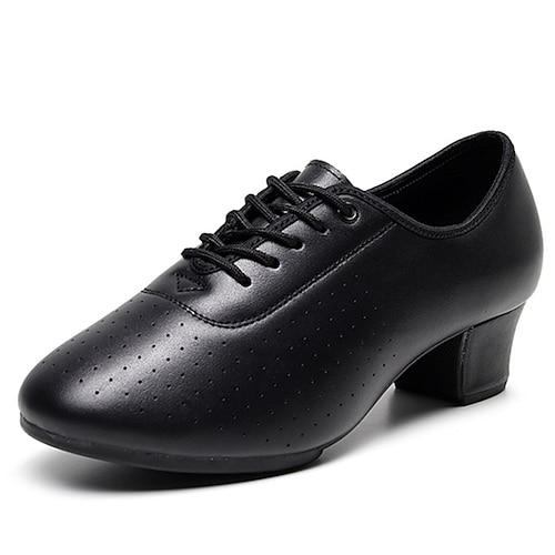 

Women's Latin Shoes Modern Shoes Practice Trainning Dance Shoes Party Performance Practice Lace Up Oxford Thick Heel Round Toe Lace-up Adults' Black