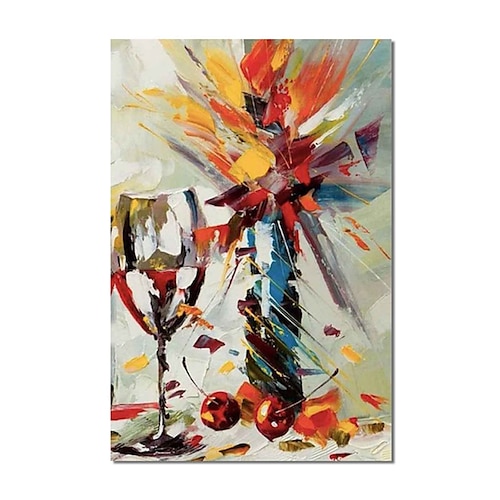 

Oil Painting Handmade Hand Painted Wall Art Impressionist Colorful Flower and Goblet Picture Home Decoration Decor Rolled Canvas No Frame Unstretched