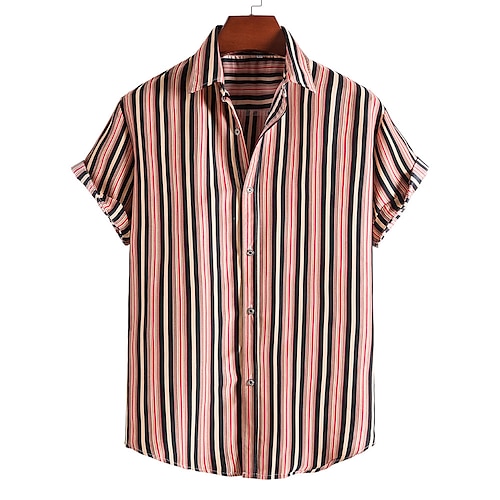 

Men's Shirt Geometric Classic Collar Holiday Beach Print Tops Casual Tropical Blue / Summer