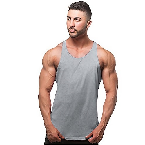 

mænds bodybuilding tank top muskuløs åben side - grå - x-large