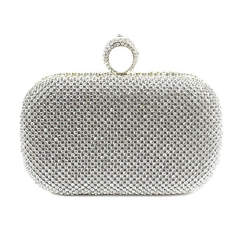 

Women's Girls' Evening Bag Wedding Bags Evening Bag Alloy Glitter Crystals Solid Color Wedding Birthday Black Silver Gold