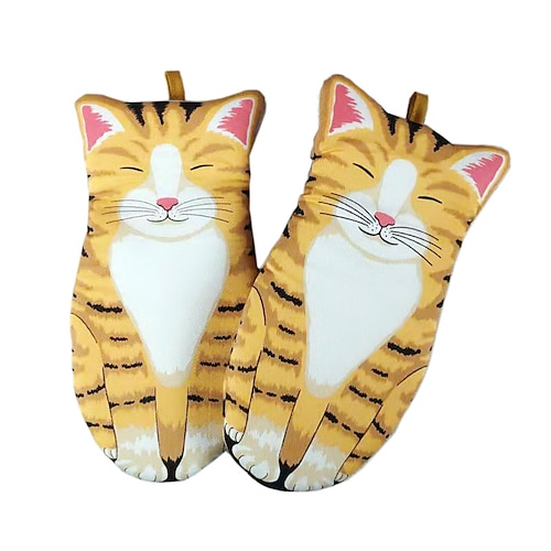 

1pc Cotton Cat Oven Gloves Baking Insulation Gloves Microwave Oven Anti-scalding Gloves