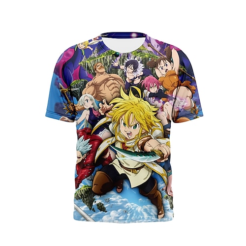 

The Seven Deadly Sins Cosplay Anime Cartoon Manga Print 3D Harajuku Graphic T-shirt For Men's Women's Adults' 3D Print 100% Polyester