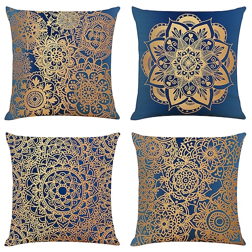 

Mandala Double Side Cushion Cover 4PC Soft Decorative Square Throw Pillow Cover Cushion Case Pillowcase for Bedroom Livingroom Superior Quality Machine Washable Outdoor Cushion for Sofa Couch Bed Chair