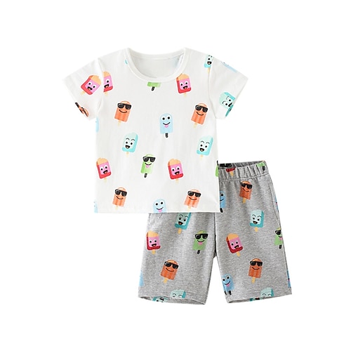 

Bambino Da ragazzo T-shirt e pantaloncini 2 pezzi Manica corta Bianco Pop art Stampa Cotone Essenziale Standard 3-8 anni / Estate