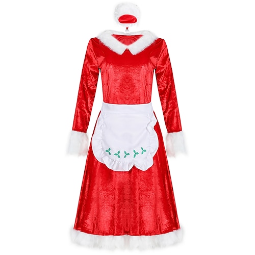 

Santa Suit Mrs.Claus Adults' Women's Cosplay Costume Christmas Christmas Christmas Festival / Holiday Terylene Red Women's Easy Carnival Costumes Solid Color