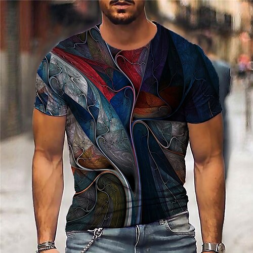 

Men's Unisex T shirt Tee Shirt Tee Abstract Graphic Prints Crew Neck Blue 3D Print Daily Holiday Short Sleeve Print Clothing Apparel Designer Casual Big and Tall / Summer / Summer