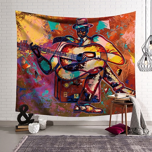 

Oil Painting Style Wall Tapestry Art Decor Blanket Curtain Hanging Home Bedroom Living Room Decoration Polyester Vintage Musician