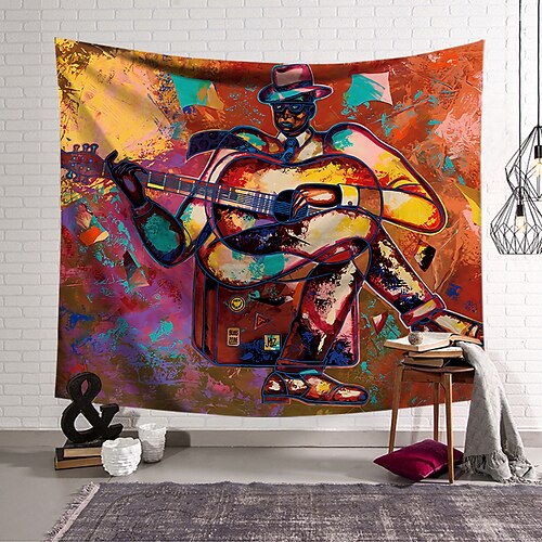 

Oil Painting Style Wall Tapestry Art Decor Blanket Curtain Hanging Home Bedroom Living Room Decoration Polyester Vintage Musician