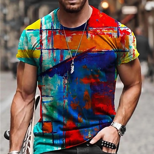 

Hombre Unisexo Camiseta Camisa Tee Estampados Pintada Cuello Barco Azul Piscina Impresión 3D Diario Festivos Manga Corta Estampado Ropa Design Casual Grande y alto / Verano / Verano