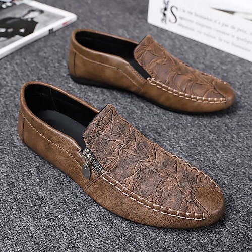 

Herren Slipper Slipper Komfort-Müßiggänger Casual Britisch Täglich PU Schwarz Khaki Herbst Frühling