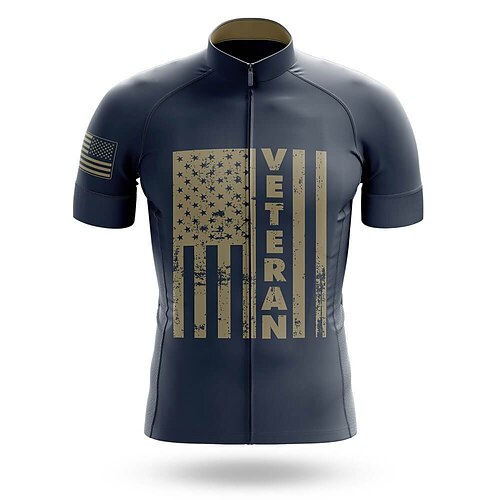 

21Grams Men's Cycling Jersey Short Sleeve Bike Top with 3 Rear Pockets Mountain Bike MTB Road Bike Cycling Breathable Quick Dry Moisture Wicking Reflective Strips Dark Navy USA Polyester Spandex