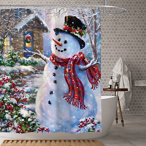 

Christmas Shower Curtain Waterproof Fabric Bathroom Decoration and Modern and Classic Theme and Christmas