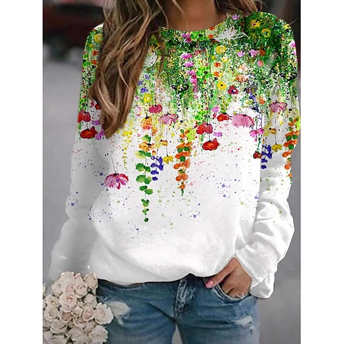 

Mujer Sudadera Pull-over Activo Ropa de calle Estampado Verde Trébol Graphic Floral Diario Escote Redondo Manga Larga