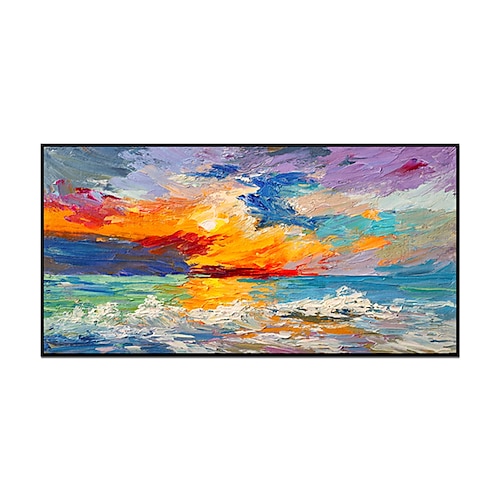 

Peinture à l'huile peint à la main abstrait lever du soleil paysage marin paysage mur art maison salon décoration de la maison décor toile roulée sans cadre non étiré