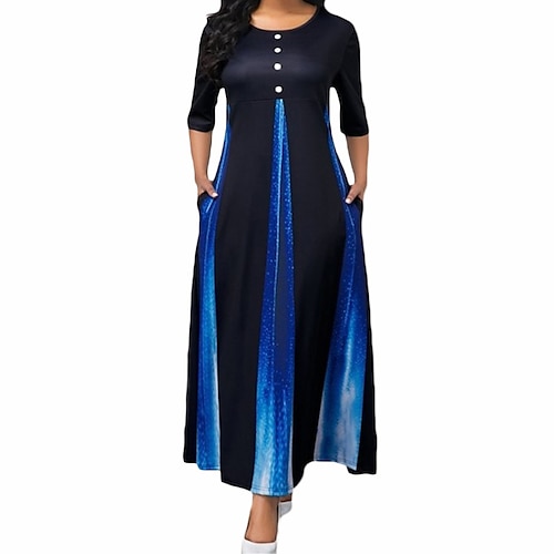 

Women's Sheath Dress Blue Half Sleeve Color Gradient Fall Spring S M L XL XXL
