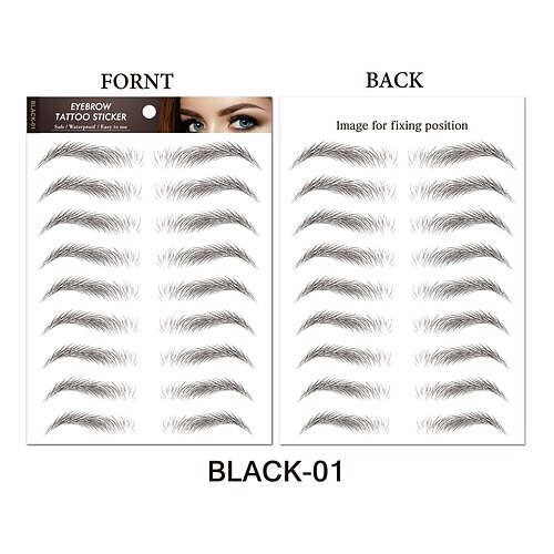 

10pcs Beautiful Bionic Eyebrow Stick Imitation Waterproof Eyebrow Paste Black Brown Water Transfer Sticker