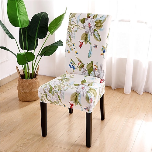 

Dining Chair Cover Farmhouse Stretch Chair Seat Slipcover Spandex Washable Cover Kitchen Protector for Dining Room Wedding Ceremony Durable