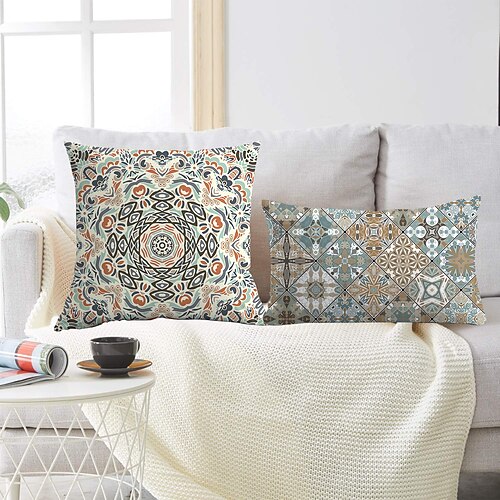 

Mandala Bohemian Double Side Cushion Cover 2PC Soft Decorative Square Throw Pillow Cover Cushion Case Pillowcase for Bedroom Livingroom Superior Quality Machine Washable Outdoor Cushion for Sofa Couch Bed Chair