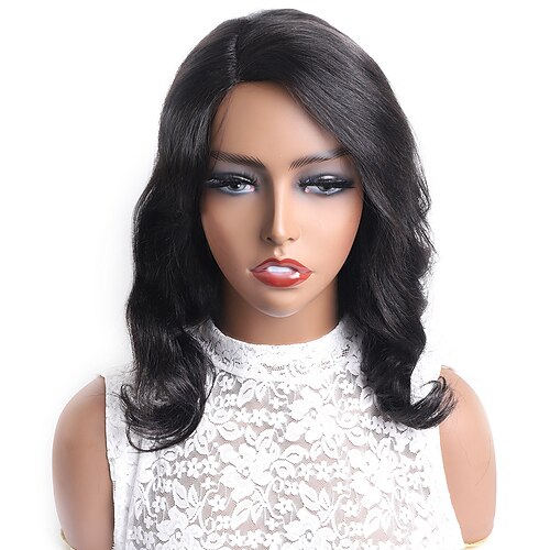 

Brazilian real woman wig head set T lace natural color curvy hair short head set female hot sales