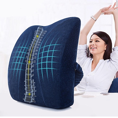 

Soft Memory Foam Lumbar Support Breathable Healthcare Back Waist Cushion Travel Pillow Car Seat Home Office Pillows Relieve Pain
