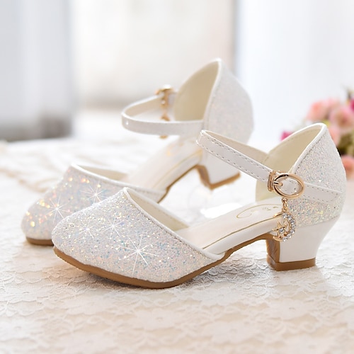 7-8 Years Girls Sandals Glitter Dress Shoes Princess Crystal High Heels  Party Wedding Toddler Shoes Girls Cute Fashion Sequin Pearl Chain Non-slip  Leather Princess Shoes Silver - Walmart.com