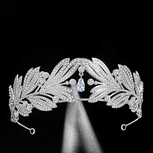 

håndlaget zirkon legering rhinestone krone sølv farge tiara brud hodestykke kvinner krystaller hår smykker