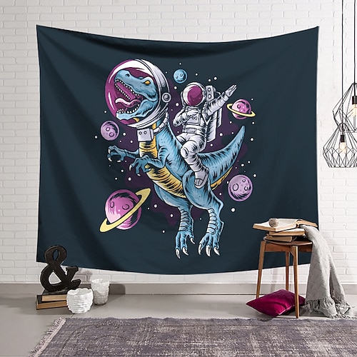 

Dinosaur Astronaut Wall Tapestry Art Decor Blanket Curtain Hanging Home Bedroom Living Room Decoration Polyester Planet