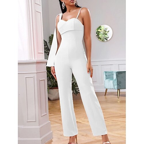 

Jumpsuits Wedding Dresses Sweetheart Neckline Floor Length Italy Satin Sleeveless Simple Sexy with Ruched 2022