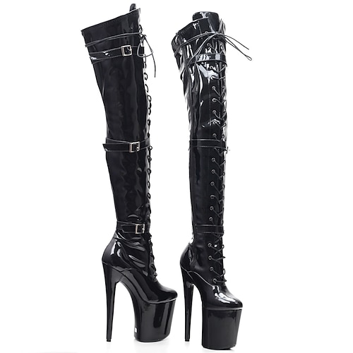 

Women's Boots Party Sexy Boots Goth Boots Stripper Boots Over The Knee Boots Thigh High Boots Lace-up Platform Stiletto Heel Round Toe PU Lace-up Solid Colored Black Red White