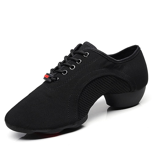 

Women's Latin Shoes Ballroom Shoes Salsa Shoes Practice Trainning Dance Shoes Performance Outdoor Lace Up Oxford Softer Insole Mesh Thick Heel Black