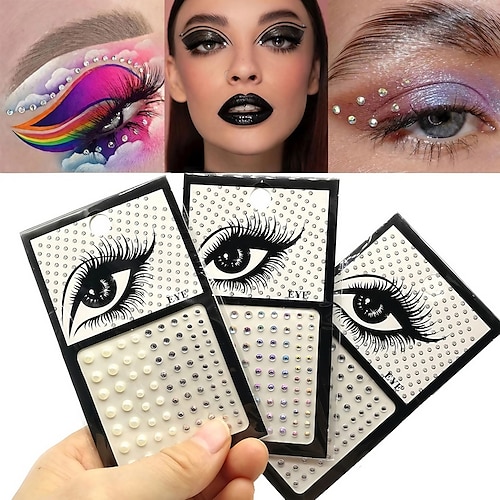 

3PC Eyeliner Stickers Body 3D Crystal Glittering Eyebrow Makeup Face Eyes Diamond Temporary Tattoo Rock Rhinestone Festival Party