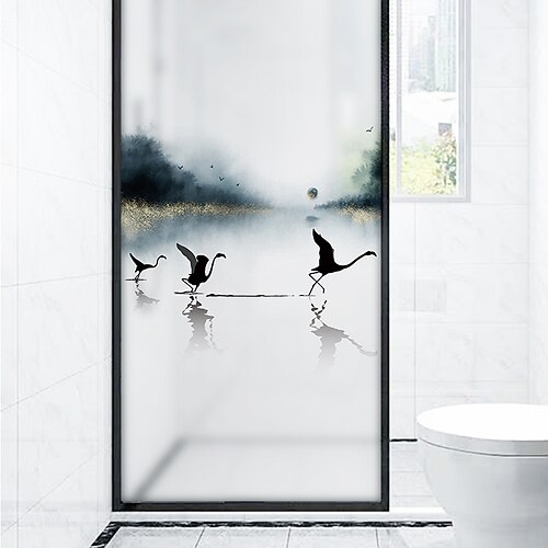 

Water Surface Animal Pattern Matte Window Film Cling Vinyl Thermal-Insulation Privacy Protection Home Decor For Window Cabinet Door Sticker / Window Sticker - 116X60CM