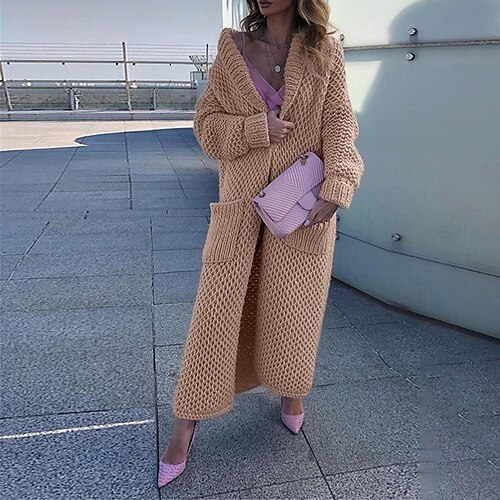 

Per donna Cardigan Maglione Maglione Grosso Nido d'ape Maglia Lavorato a maglia Tinta unica Colletto Moda Morbido Esterno Giornaliero Spalla cadente Inverno Autunno Verde Rosa S M L / Manica lunga