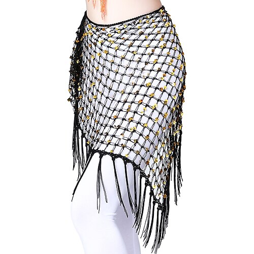 

Belly Dance Belt Tassel Hollow-out Solid Women's Training Performance High Polyester