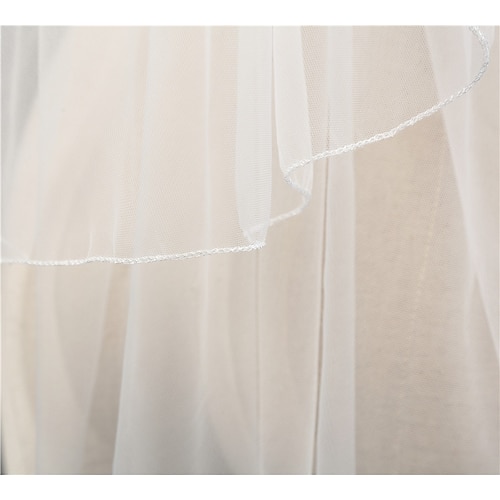 Two-tier Classic & Timeless / Cute Wedding Veil Fingertip Veils with Satin  Bow Tulle 2023 - $10.99