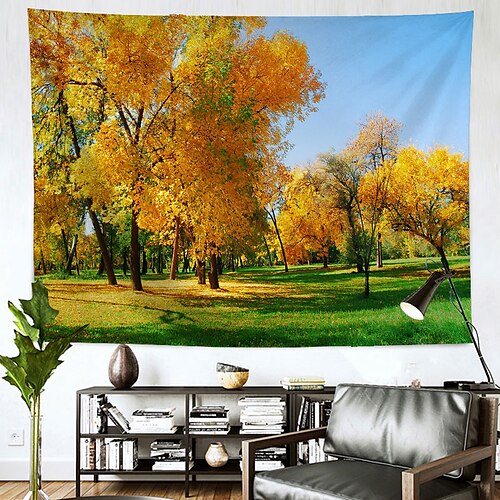 

Tapiz de pared grande con paisaje de otoño, decoración artística, manta, cortina, colgante, hogar, dormitorio, sala de estar, decoración