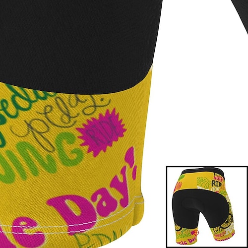Short De Cyclisme Rembourré Femme - Motif Vélo Coloré, Respirant Et Confortable