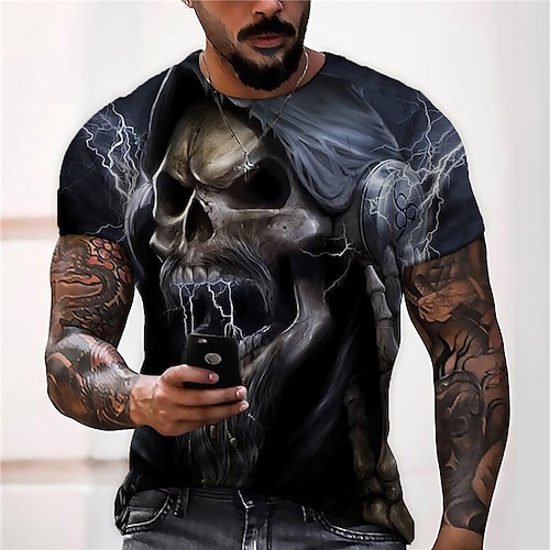 

Per uomo Unisex maglietta Camicia Magliette Teschi Stampe astratte Girocollo Nero Stampa 3D Giornaliero Per eventi Manica corta Stampa Abbigliamento Originale Informale Grande e alto / Estate