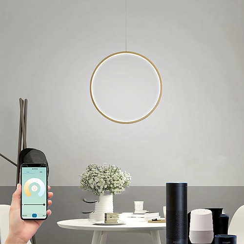 

LED Pendant Light Includes Dimmable Wi-Fi Smart Light Circle Ring Design Black White Gold ABS Geometrical Novelty Artistic 20cm 40cm 60cm 220-240V 110-120V