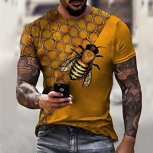 

Men's Unisex T shirt Tee Shirt Tee Bee Graphic Prints Crew Neck Yellow 3D Print Daily Holiday Short Sleeve Print Clothing Apparel Designer Casual Big and Tall / Summer / Summer