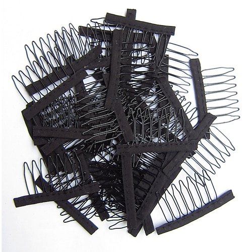 

10 pcs Black color wig combs Wig clips and combs with 7teeth For Wig Cap and Wigs Making Combs hair extensions tools