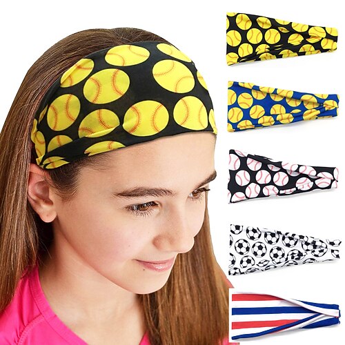 

5 Pcs/set Softball Tennis Sports Headband Sweat Absorbing Headband Men's and Women's Hair Band Yoga Fitness Headband Sports Headband