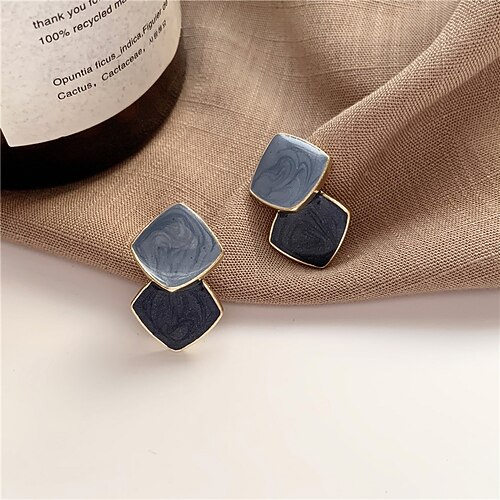 

s925 silver needle korean temperament simple stitching contrast color earrings sweet girl personality small earrings female ear clip f280