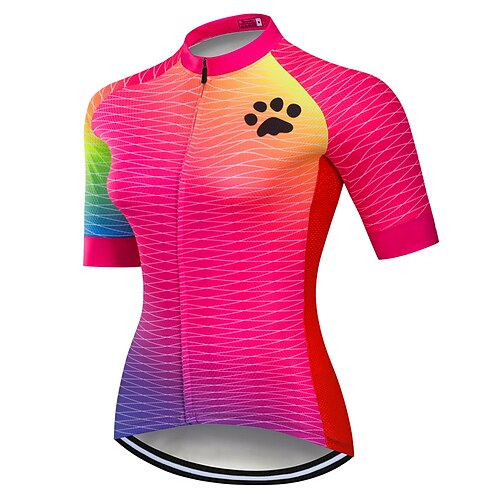 

21Grams Women's Cycling Jersey Short Sleeve Bike Jersey Top with 3 Rear Pockets Mountain Bike MTB Road Bike Cycling Fast Dry Breathable Quick Dry Moisture Wicking Rose Red Animal Rainbow Gradient