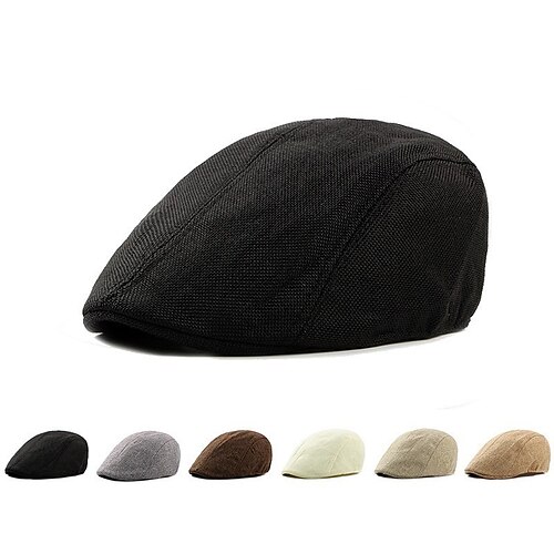 

Men's Flat Cap Black White Pure Cotton Classic Retro Pure Color Vintage Party 1920s Fashion Party Dailywear Color Block Outdoor Travel